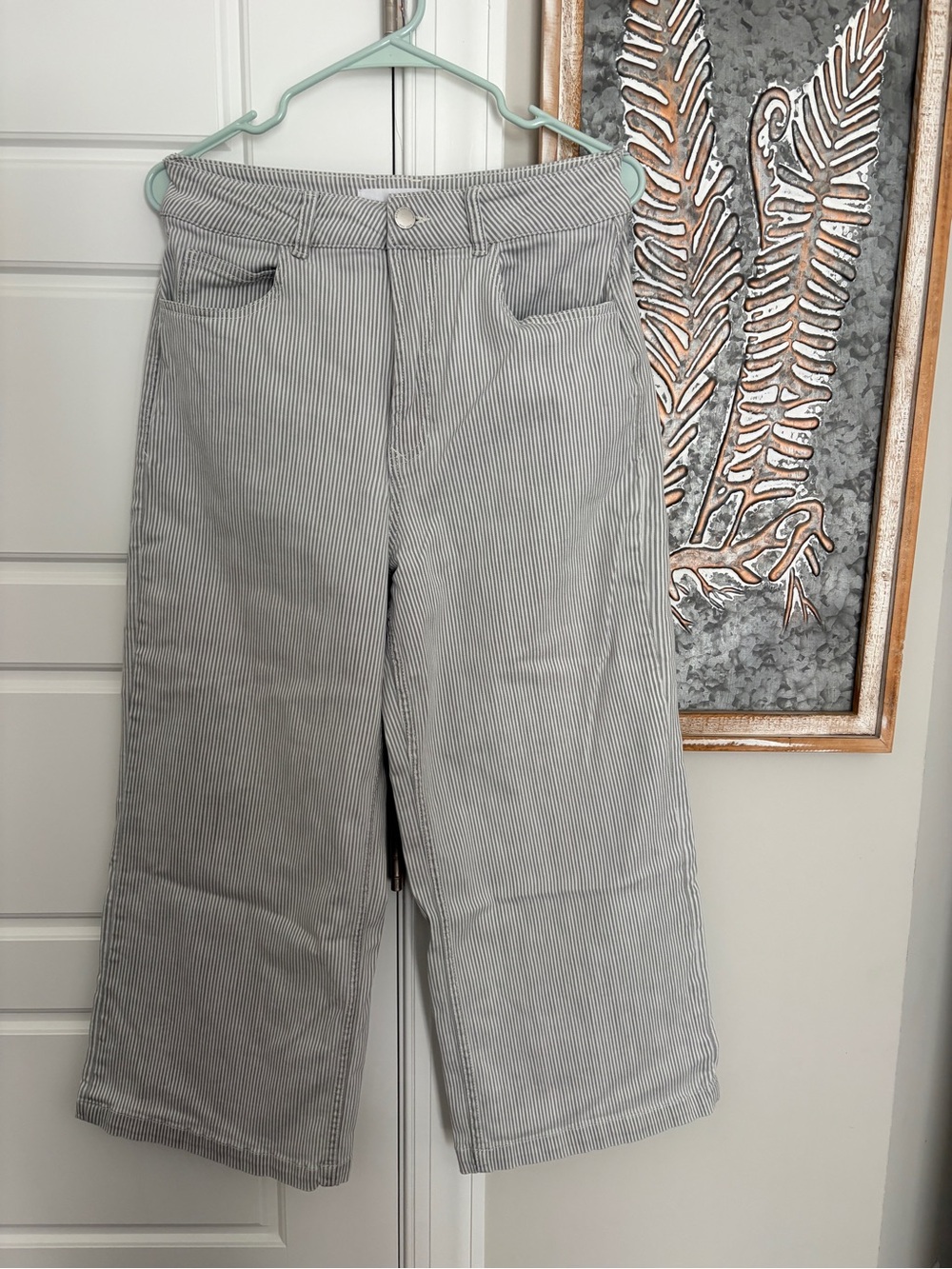 Dear John Pants in Light Gray Pinstripe